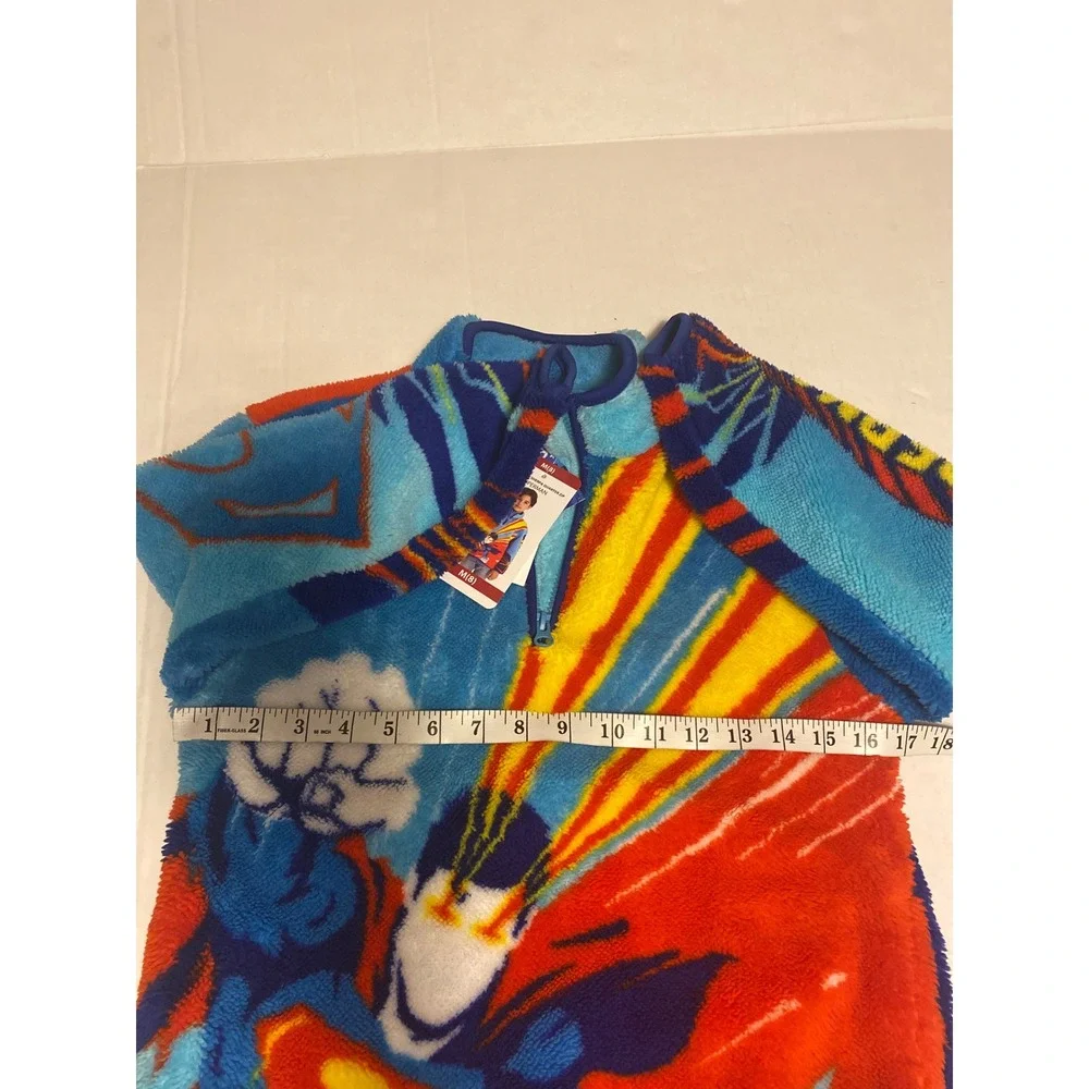 DC Comics Superman Boy's Sherpa Fleece Quarter Zip Pullover Blue M (8) NWT